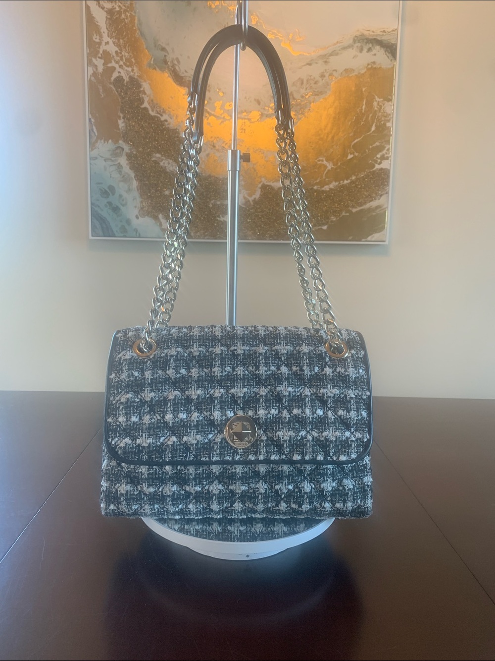 Kate Spade Natalia medium flap tweed bag EUC